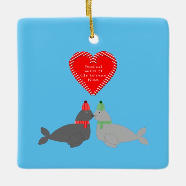 Ornamento De Cerâmica Fechos de Beijo de Natal bonitos personalizados (Frente)