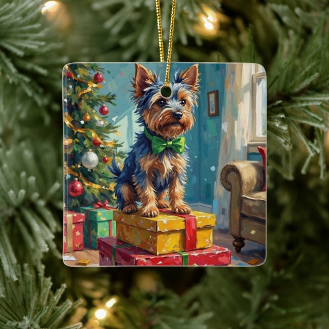 Ornamento De Cerâmica Feisty Australian Terrier King of Christmas Gifts  (Árvore)
