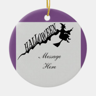 Ornamento De Cerâmica Feiticeira Assustadora Andando de Vassoura Hallowe