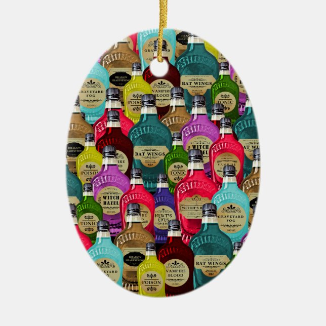 Ornamento De Cerâmica Feiticeiro Magic Potion Apothecary Tonic Botles (Frente)