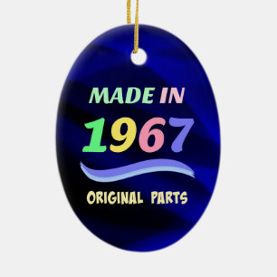 Ornamento De Cerâmica Feito em 1967, design de texto colorido