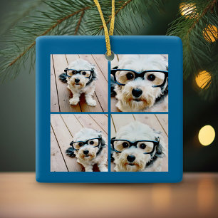 Ornamento De Cerâmica Felicidades! Crie sua própria colagem de férias do