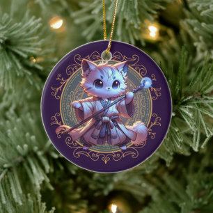 Ornamento De Cerâmica Feline Fantasy Adventure