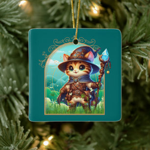 Ornamento De Cerâmica Feline Fantasy Adventure