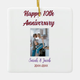Ornamento De Cerâmica Feliz 10º aniversário foto casal d