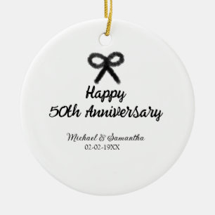 Ornamento De Cerâmica Feliz 50º aniversário adicionar nome do casal data