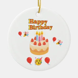 Ornamento De Cerâmica Feliz aniversário