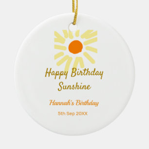 Ornamento De Cerâmica Feliz aniversário amarelo laranja aniversário boh