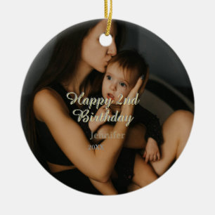 Ornamento De Cerâmica Feliz aniversário de 2 anos crianças bebê mãe amar