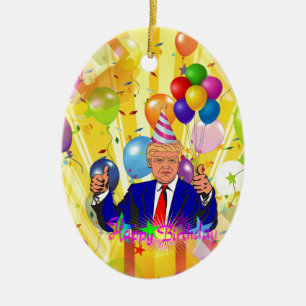 Ornamento De Cerâmica feliz aniversário donald trump
