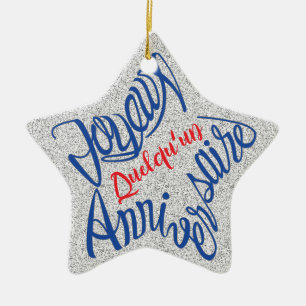 Ornamento De Cerâmica Feliz aniversário em forma de estrela