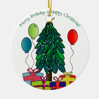 Ornamento De Cerâmica Feliz Aniversário, Feliz Natal!