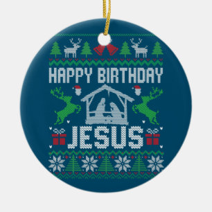 Ornamento De Cerâmica Feliz Aniversário Feliz Natal Jesus Feriado Feio