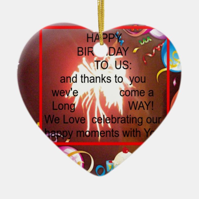 Ornamento De Cerâmica Feliz aniversário para nós, Impressão de Arte (Frente)