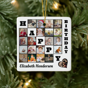 Ornamento De Cerâmica Feliz Aniversário Personalizado 21 Oferta de Colag