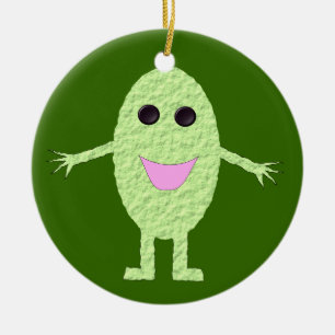Ornamento De Cerâmica Feliz aniversário personalizado da uva verde