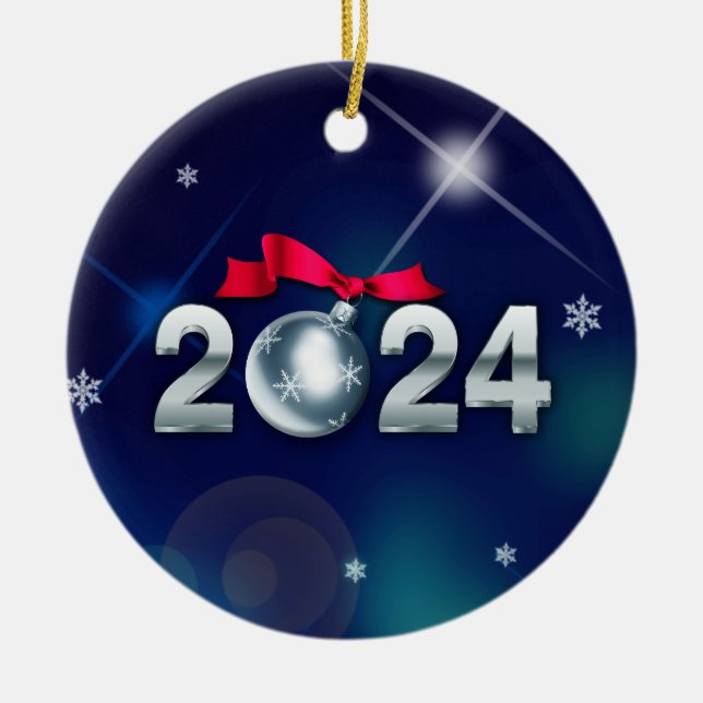 Ornamento De Cerâmica Feliz ano novo 2023. Natal personalizado (Frente)