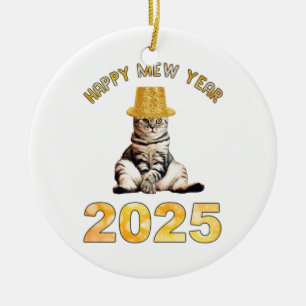 Ornamento De Cerâmica Feliz Ano Novo 2025