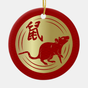 Ornamento De Cerâmica Feliz ano novo de O Rato - 2020