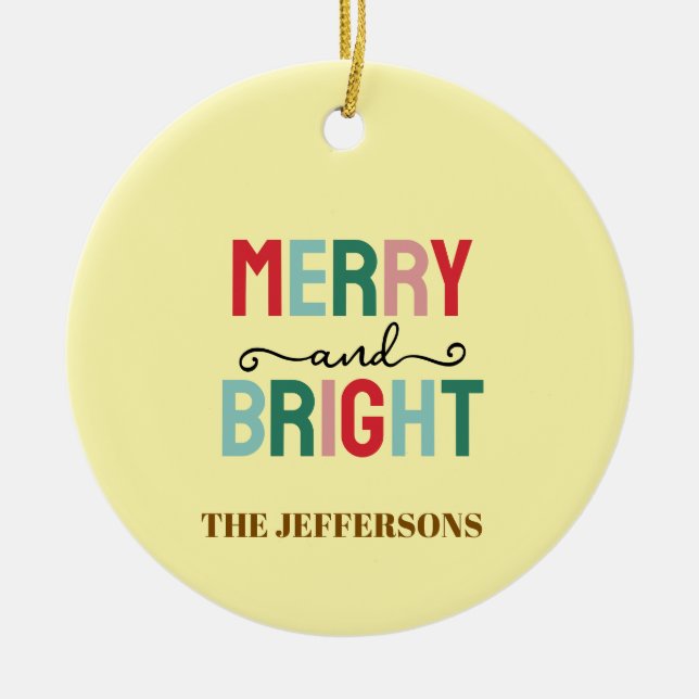 Ornamento De Cerâmica Feliz Ano Novo Natal Alegre (Frente)