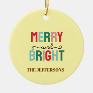 Ornamento De Cerâmica Feliz Ano Novo Natal Alegre Família