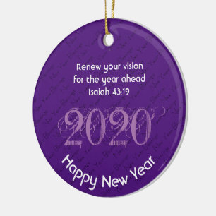 Ornamento De Cerâmica Feliz Ano Novo RENOVAR VISÃO 2020 Estiloso ROXO