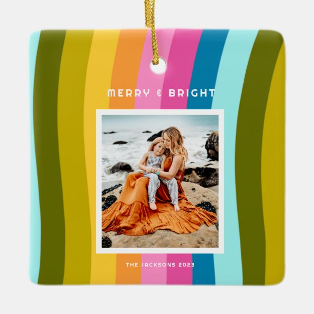 Ornamento De Cerâmica Feliz Arco-íris Moderna e Vertical Brilhante (Frente)