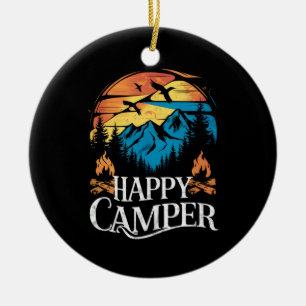 Ornamento De Cerâmica Feliz Aventureiro Retro Vintage Equipe de Acampame