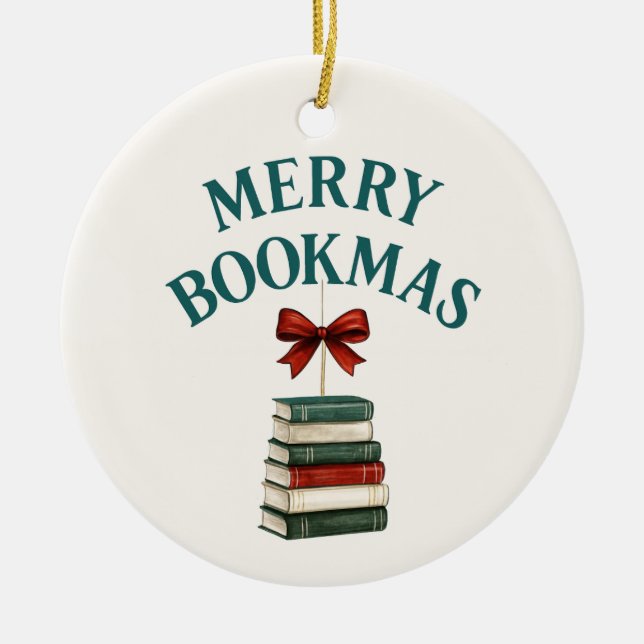 Ornamento De Cerâmica Feliz Bookmas  (Frente)
