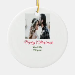 Ornamento De Cerâmica Feliz casal de Natal - adicione nome feliz holida