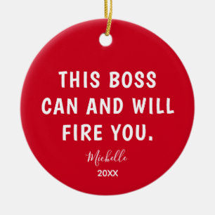 Ornamento De Cerâmica Feliz Chefe Vermelho Personalizado Ano Natal