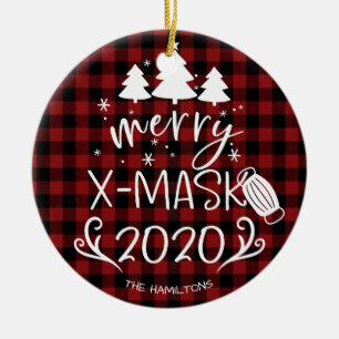 Ornamento De Cerâmica Feliz ChristMáscara Engraçado 2020 Covid Pandemia