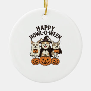 Ornamento De Cerâmica Feliz Como-O-Queremos Corgi Dia das Bruxas Cachorr