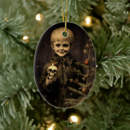Ornamento De Cerâmica Feliz Creepmas Garoto Sinistro Gótico Vintage