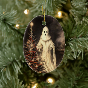 Ornamento De Cerâmica Feliz Creepmas Spooky Ghost Gothic Vintage