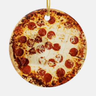 Ornamento De Cerâmica Feliz Crustmas Engraçado Pepperoni Pizza Natal
