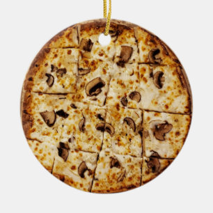 Ornamento De Cerâmica Feliz Crustmas Mushroom Pizza