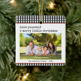 Ornamento De Cerâmica Feliz de Máquina Moderna Foto de Natal