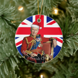 Ornamento De Cerâmica Feliz de Natal britânico Rei Charles III