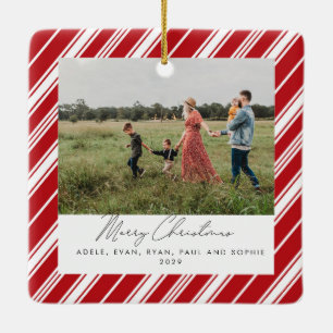 Ornamento De Cerâmica Feliz de natal de Stripe Candycane