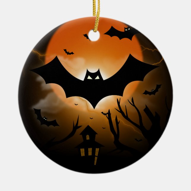 Ornamento De Cerâmica Feliz Dia das Bruxas (Frente)