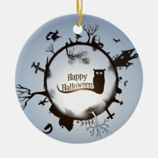 Ornamento De Cerâmica Feliz Dia das Bruxas Sedenta, Ornament