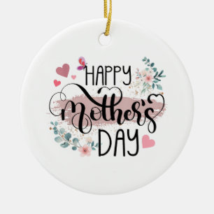 Ornamento De Cerâmica Feliz Dia das Mães 2025 Floral Fofo para Mulheres
