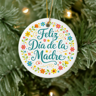 Ornamento De Cerâmica Feliz Dia Das Mães Calligraphy   