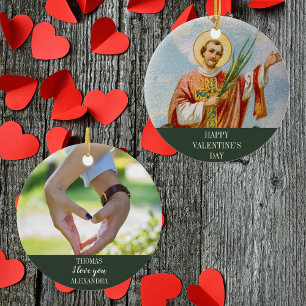 Ornamento De Cerâmica Feliz dia de os namorados de Foto Católica Cristã
