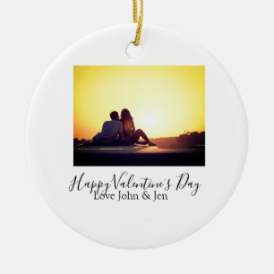 Ornamento De Cerâmica Feliz dia de os namorados love add name fotografia