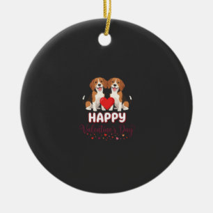 Ornamento De Cerâmica Feliz Dia dos Namorados Casal Beagle