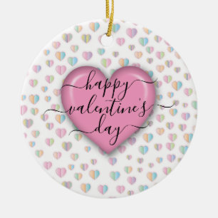 Ornamento De Cerâmica Feliz Dia dos Namorados Minimalista