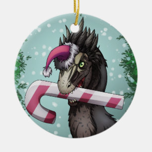 Ornamento De Cerâmica Feliz Dinossauro de Natal