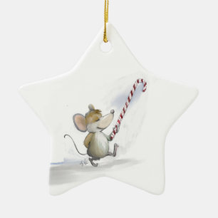 Ornamento De Cerâmica Feliz do mouse Moe Star Ornament
